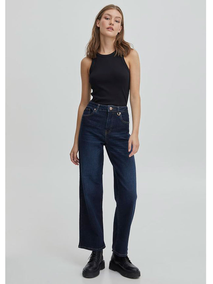 Pulz PzLiva Wide Leg Jeans Dark Blue