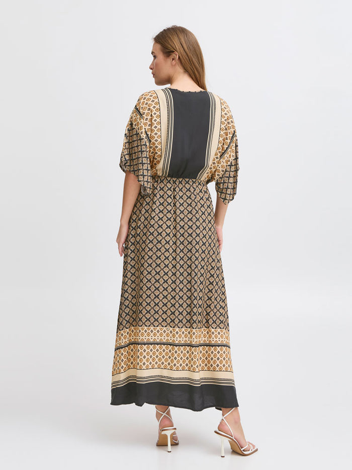 Pulz PzOlivia Dress Black Boho Border