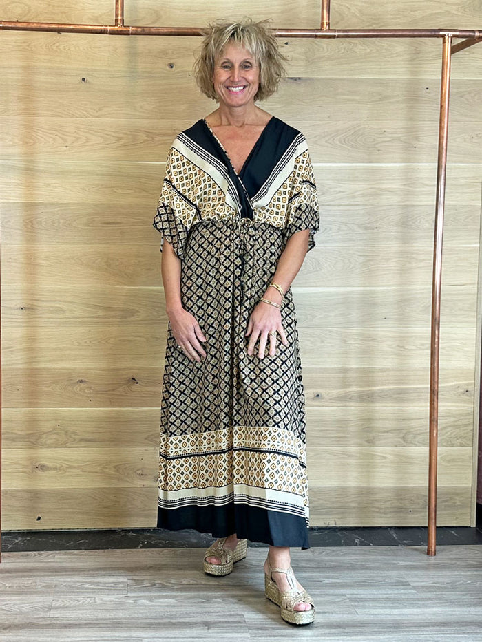 Pulz PzOlivia Dress Black Boho Border