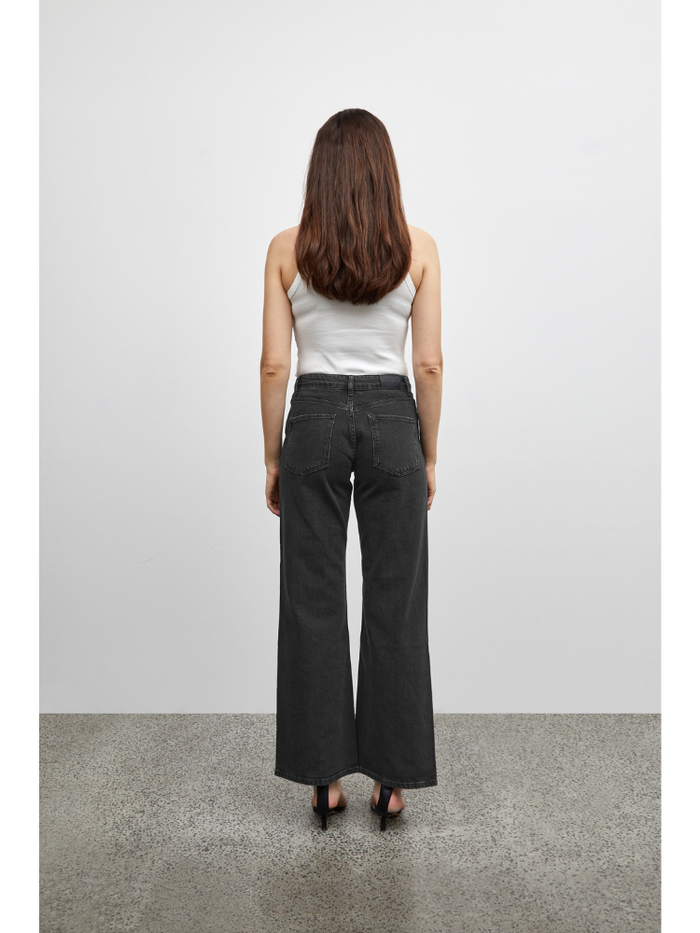 Pulz PzVega High Waist Wide Leg Jeans Black