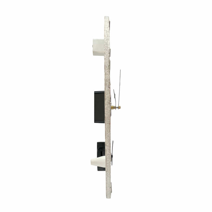 Side profile of Pumpkin Time clock with textured edge and mounting bracket