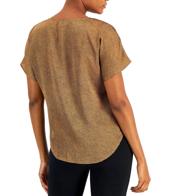 Rambling Dot Short Sleeve Blouse With Bateau Neckline