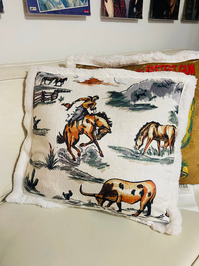 Ranch Life Sherpa Western Throw Pillow *Multi - Deer Creek Mercantile