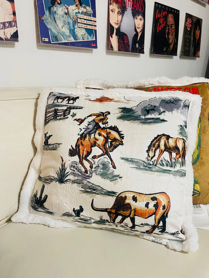 Ranch Life Sherpa Western Throw Pillow *Multi - Deer Creek Mercantile