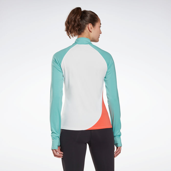 Reebok Apparel Women Running Quarter-Zip Sweatshirt White
