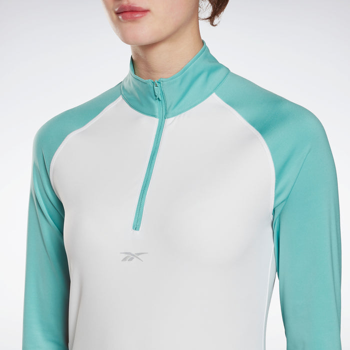 Reebok Apparel Women Running Quarter-Zip Sweatshirt White