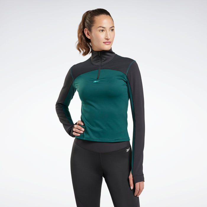 Reebok Apparel Women Tech Style Thermowarm+Graphene Quarter-Zip Sweatshirt Forgrn