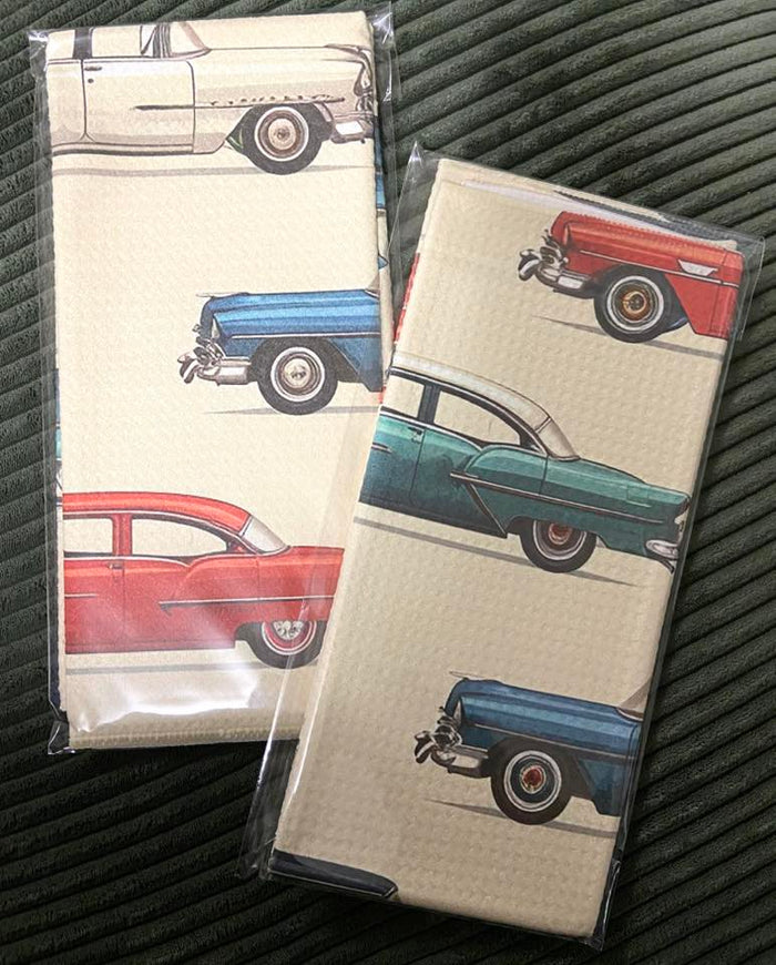 Retro Classic Cars Western Dish Towel - Deer Creek Mercantile