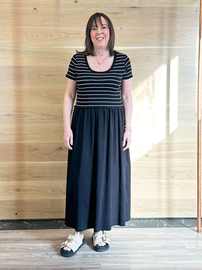 Riani Short Sleeve T-Shirt Dress Black Patterned