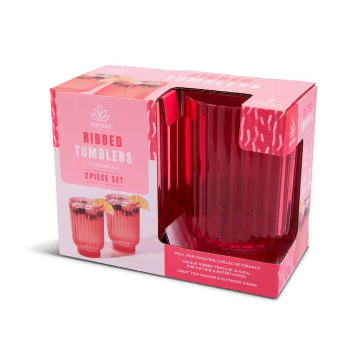 Ribbed Tumbler Cup Set *Strawberry Pink - Deer Creek Mercantile