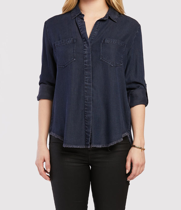 Riley Rolled Tab Sleeve Button Down Shirt Double Chest Pockets