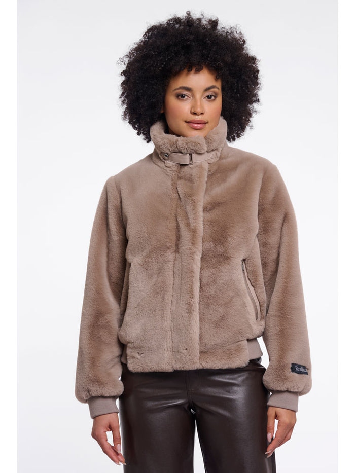 Rino & Pelle Ambra Short Faux Fur Jacket Mocha Latte
