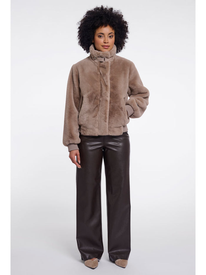Rino & Pelle Ambra Short Faux Fur Jacket Mocha Latte