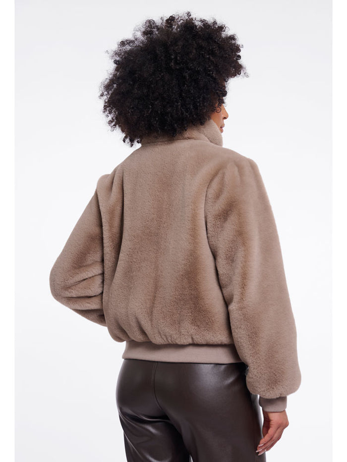 Rino & Pelle Ambra Short Faux Fur Jacket Mocha Latte