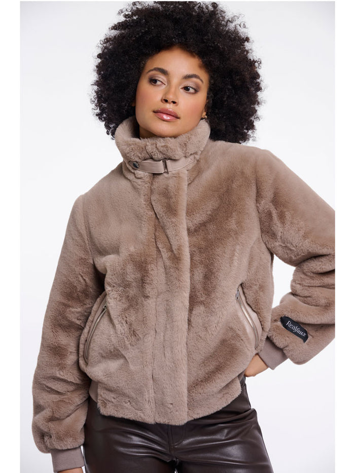 Rino & Pelle Ambra Short Faux Fur Jacket Mocha Latte