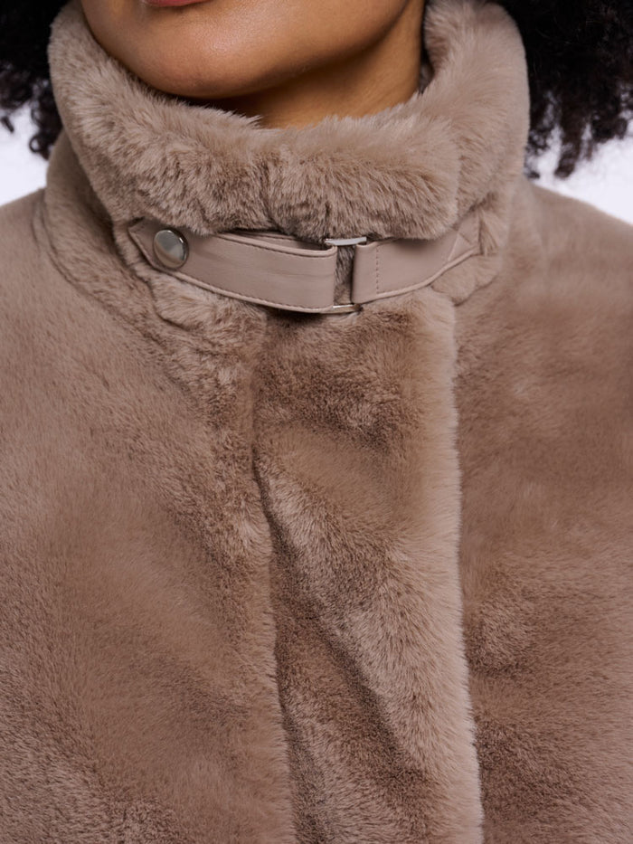 Rino & Pelle Ambra Short Faux Fur Jacket Mocha Latte