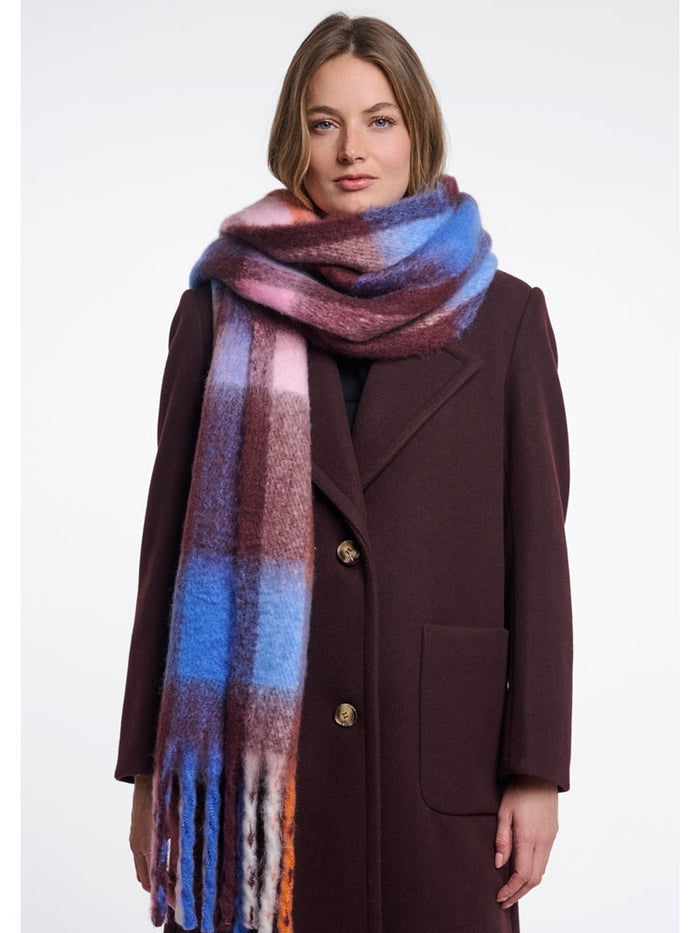 Rino & Pelle Hibbe Check Scarf Blue Fudge