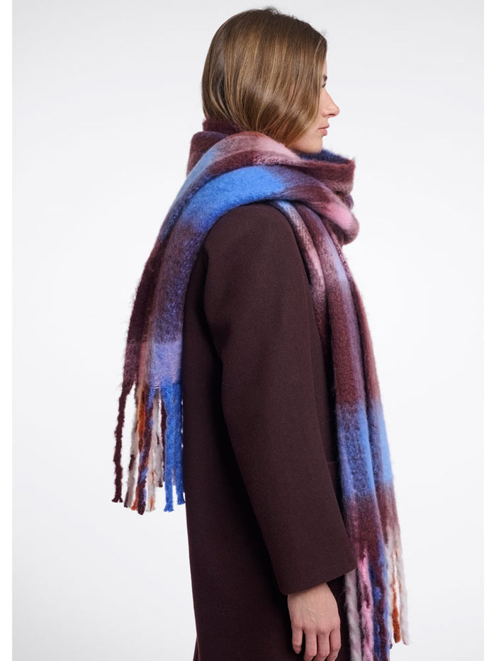 Rino & Pelle Hibbe Check Scarf Blue Fudge