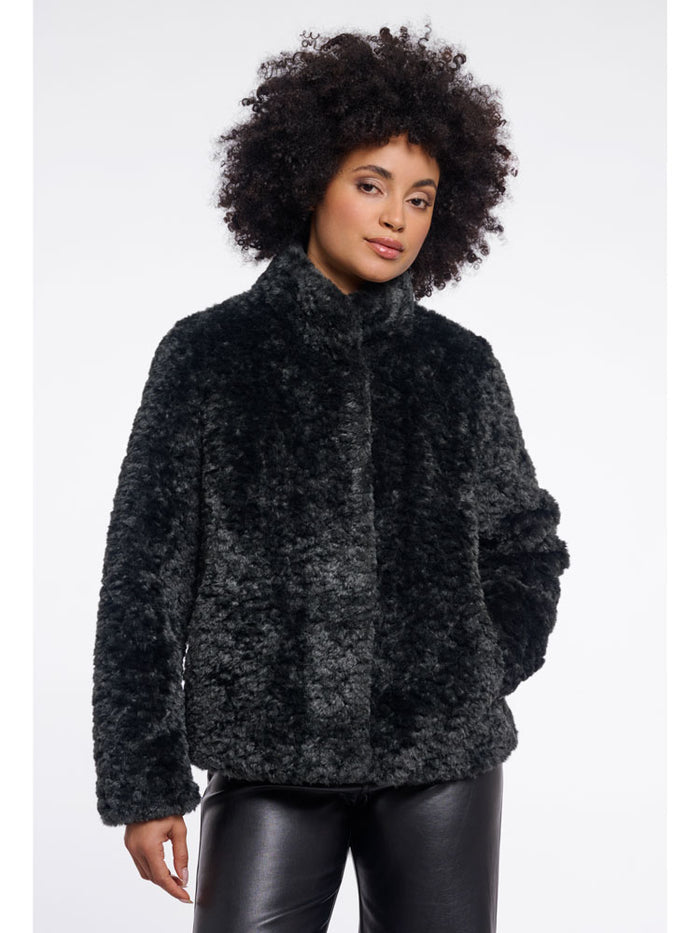 Rino & Pelle Kion Faux Fur High Neck Jacket Urban Teal