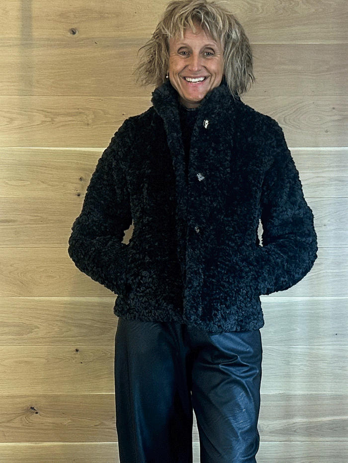Rino & Pelle Kion Faux Fur High Neck Jacket Urban Teal