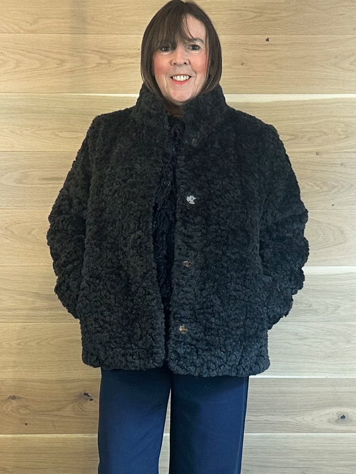 Rino & Pelle Kion Faux Fur High Neck Jacket Urban Teal