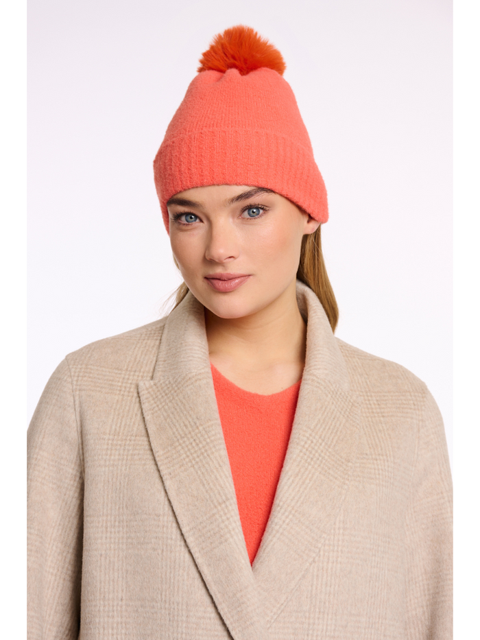 Rino & Pelle Martina Pompom Hat Bright Coral