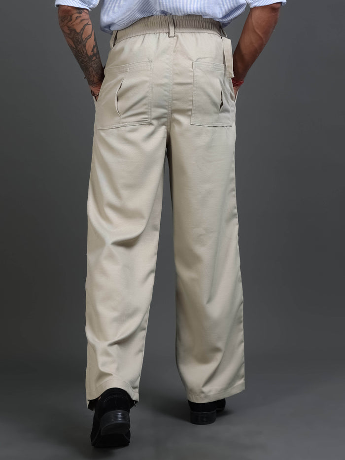 Beige Relaxed Fit Trousers for Men detail view - Riviera Relaxed Trouser by Italian Colony
