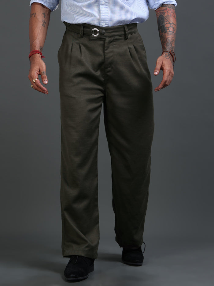 Brown Relaxed Fit Trousers for Men front view - Riviera Relaxed Trouser by Italian Colony