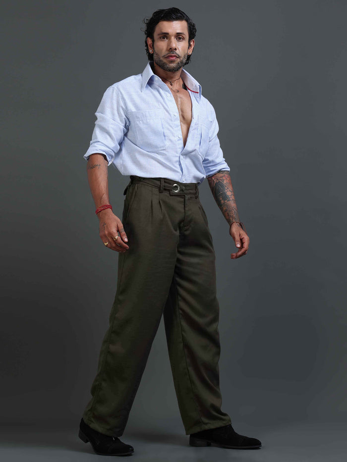 Brown Relaxed Fit Trousers for Men detail view - Riviera Relaxed Trouser by Italian Colony