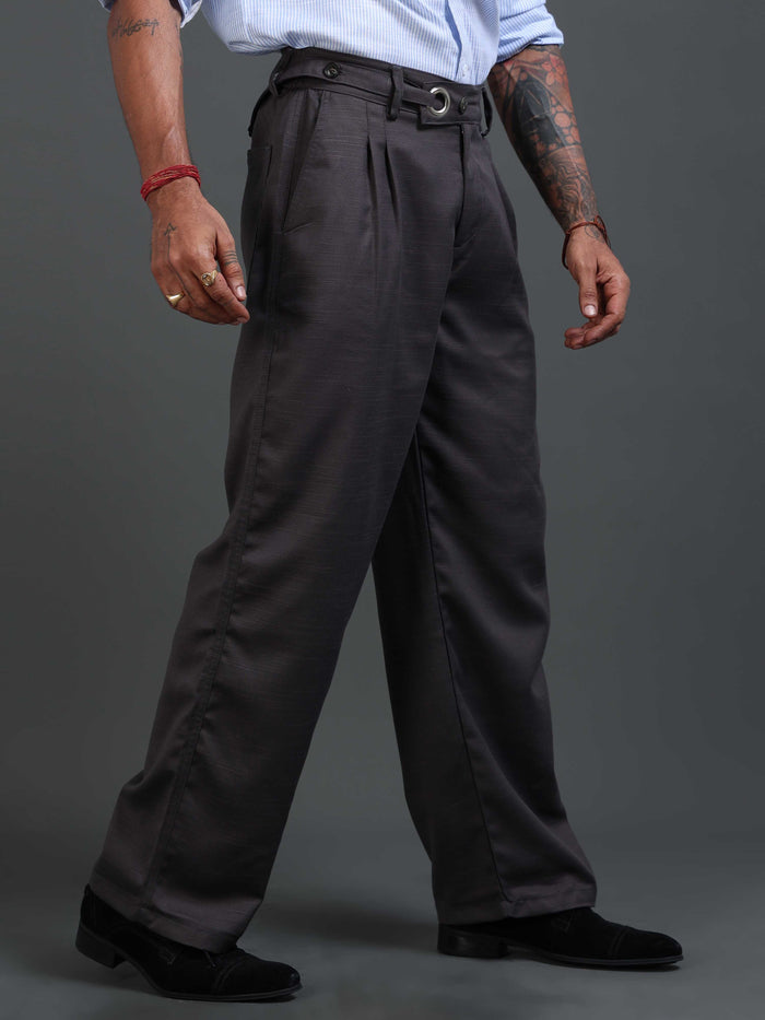 Dark Grey Trousers for Men detail view - Riviera Relaxed Trouser by Italian Colony