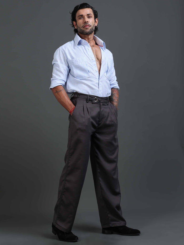 Dark Grey Trousers for Men detail view - Riviera Relaxed Trouser by Italian Colony