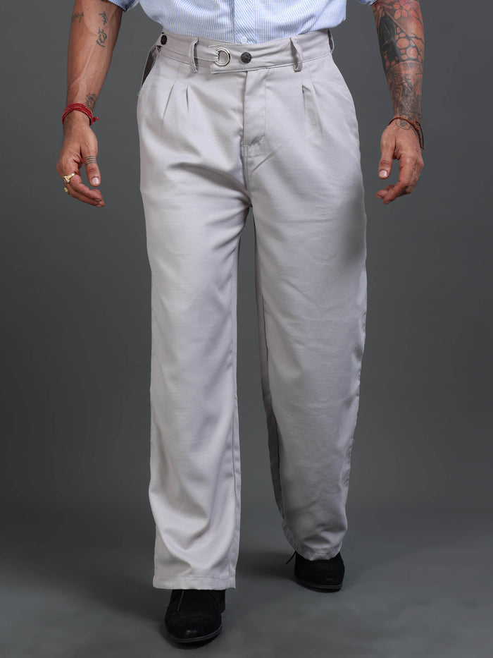 Light Grey Relaxed Fit Trousers for Men front view - Riviera Relaxed Trouser by Italian Colony