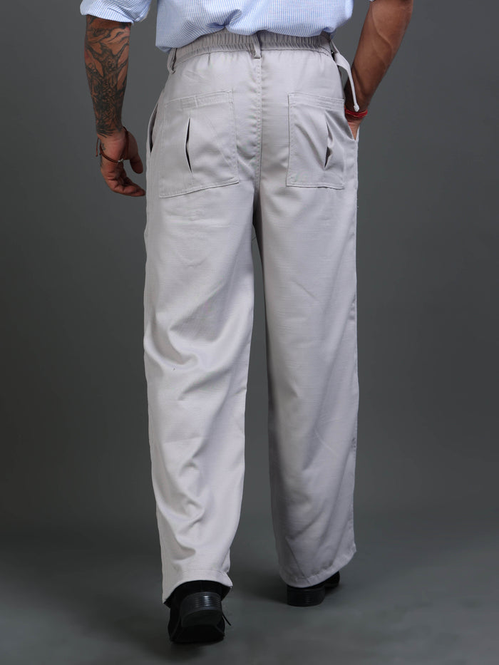 Light Grey Relaxed Fit Trousers for Men detail view - Riviera Relaxed Trouser by Italian Colony
