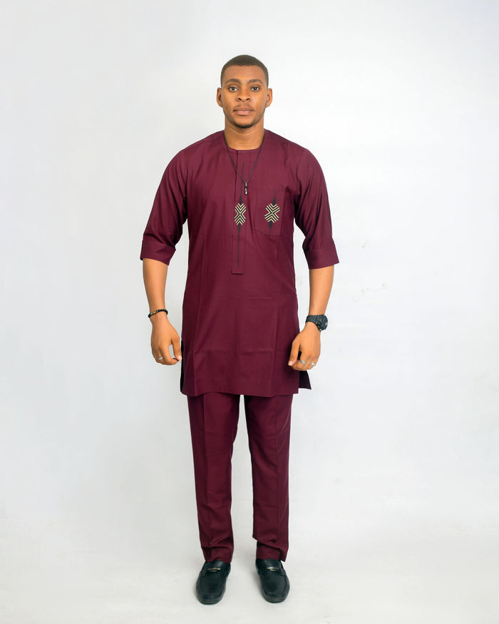 Rotimi Men’s Dashiki Set – Burgundy