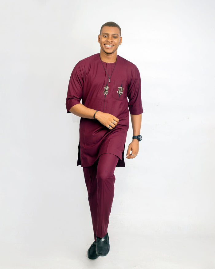 Rotimi Men’s Dashiki Set – Burgundy