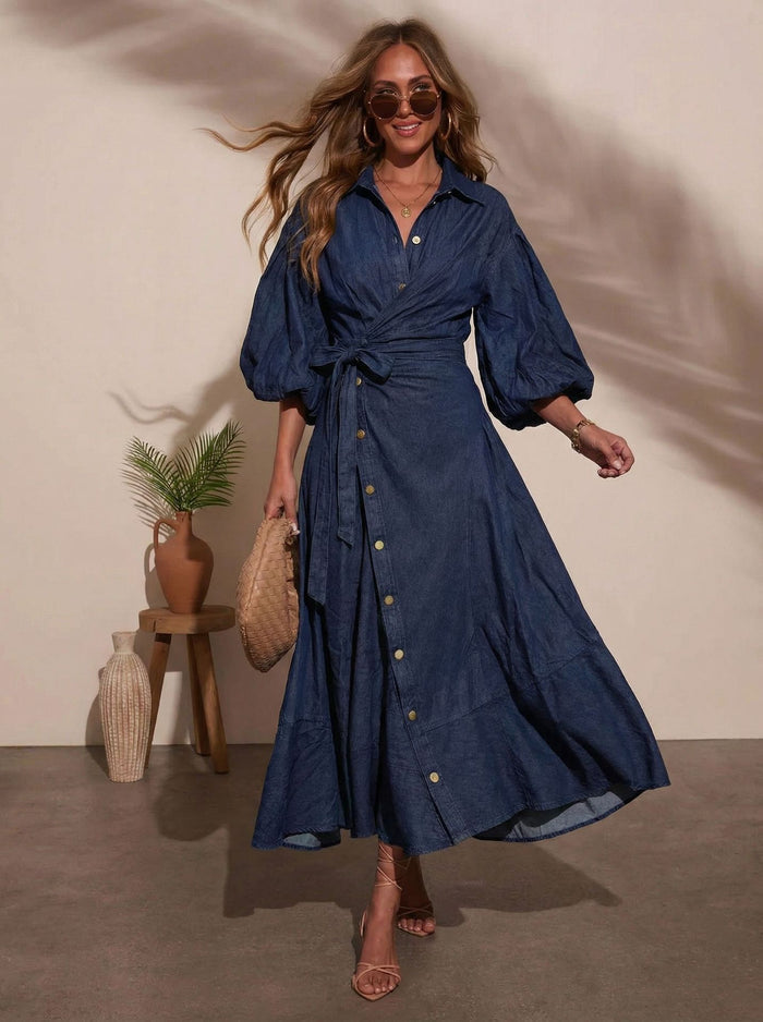 Rovi Midi Dress - Dark Blue