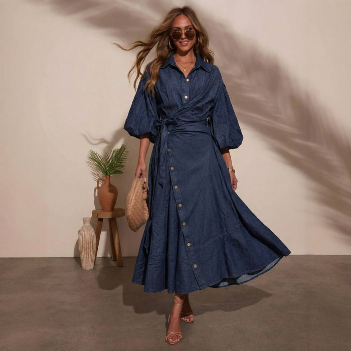 Rovi Midi Dress - Dark Blue