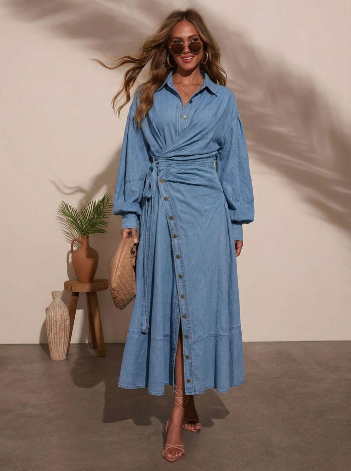 Rovi Midi Dress - Light Blue