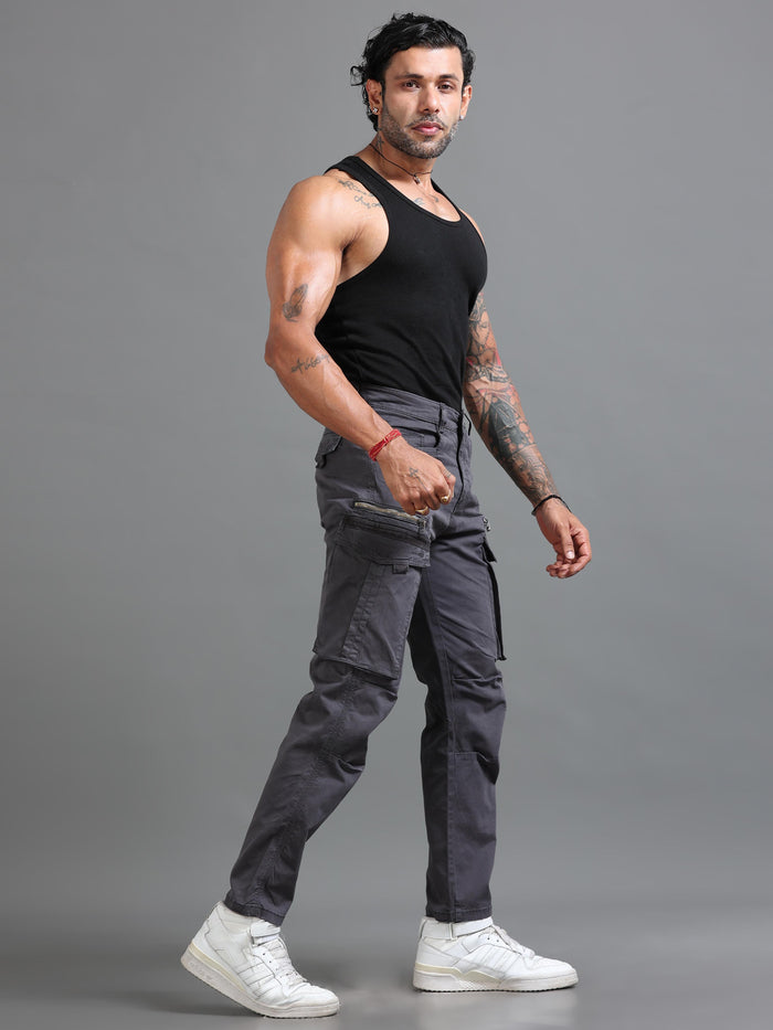 Rugged Zip Cargo Pants In Ash Blue