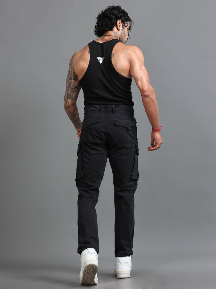 Rugged Zip Cargo Pants In Black