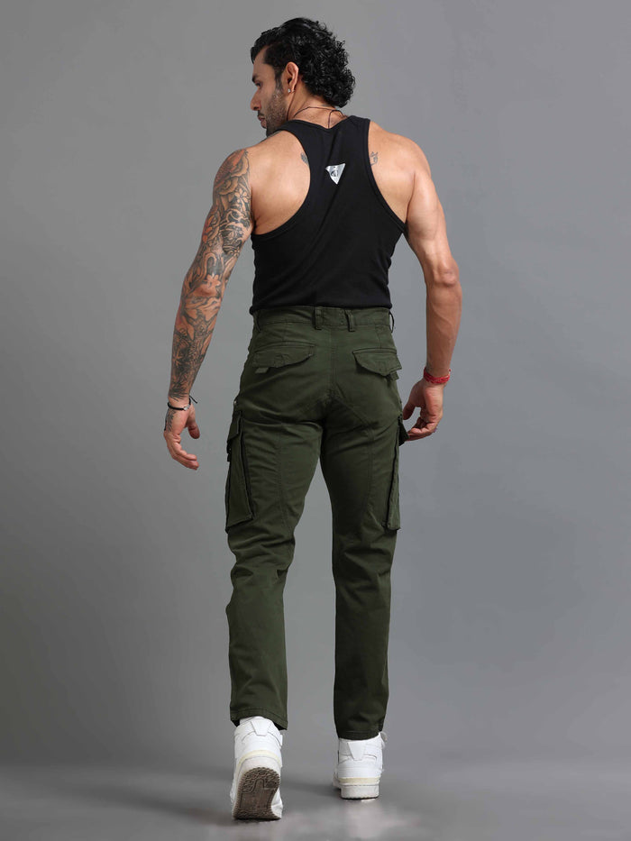 Rugged Zip Cargo Pants In Olive