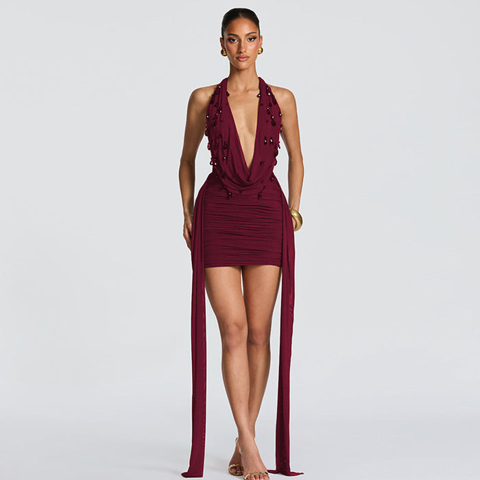 Runa Mini Dress - Maroon