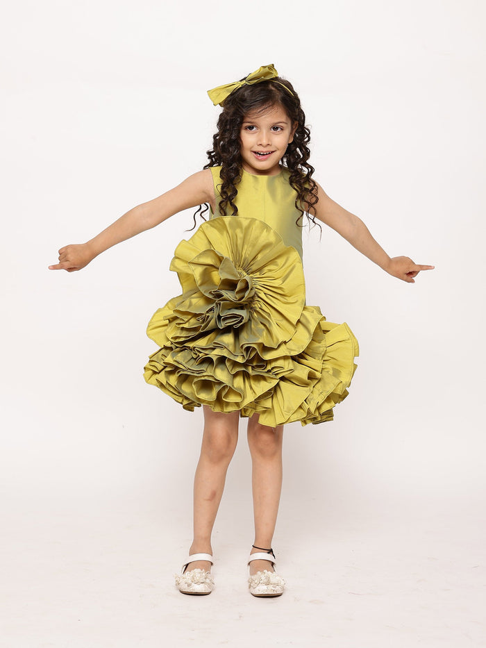 Sale JANYAS CLOSET Green Ruffled Tafetta Dream Dress*