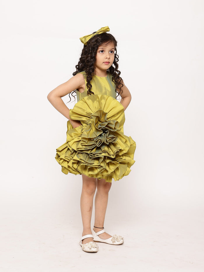 Sale JANYAS CLOSET Green Ruffled Tafetta Dream Dress*