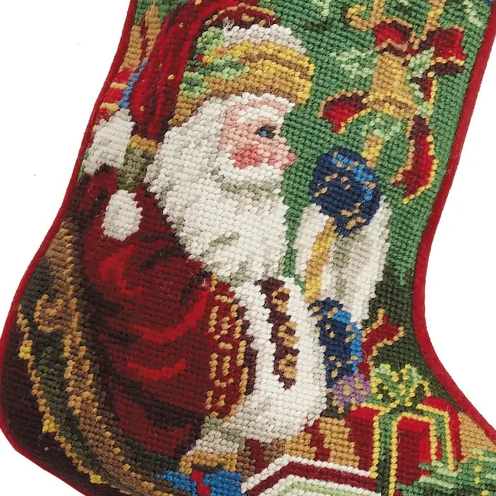 Santa's Sleigh Needlepoint Stocking