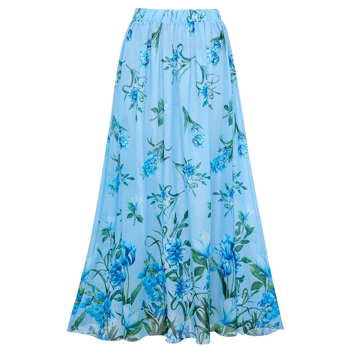 Sea Flame Swimsuit Skirt  - Blue