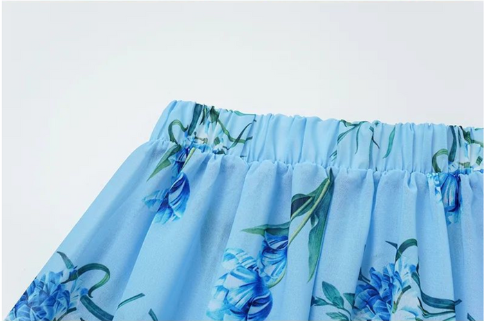 Sea Flame Swimsuit Skirt  - Blue