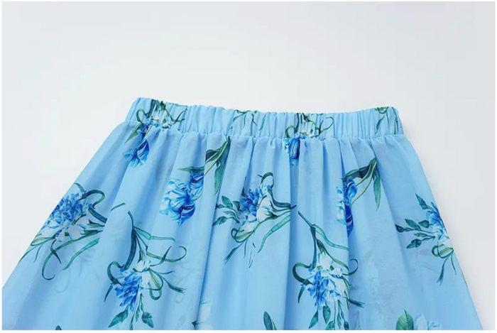Sea Flame Swimsuit Skirt  - Blue