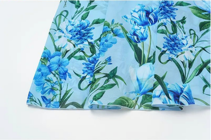 Sea Flame Swimsuit Skirt  - Blue
