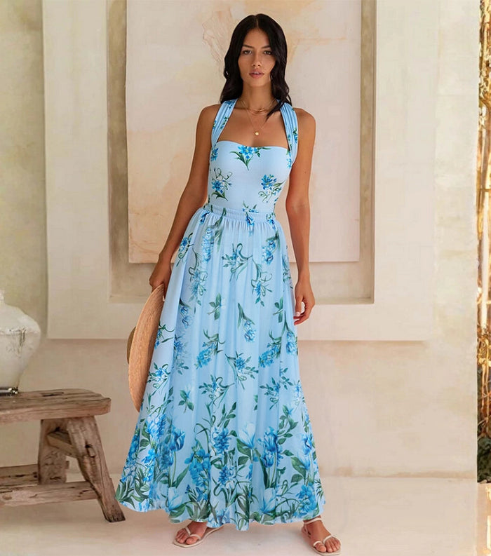 Sea Flame Swimsuit Skirt  - Blue